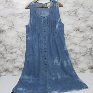 Erika Classics Clothing Co Denim Sleeveless Button Down Maxi Dress Size Medium